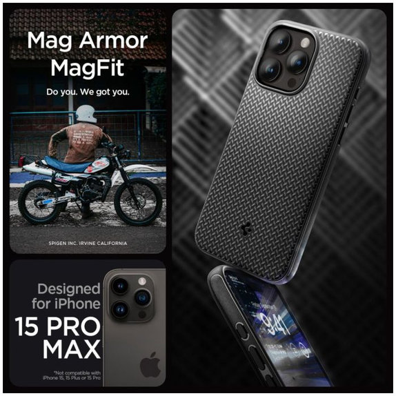 Θήκη Mag Armor με MagSafe για iPhone 15 Pro Max, Matte Black, Spigen