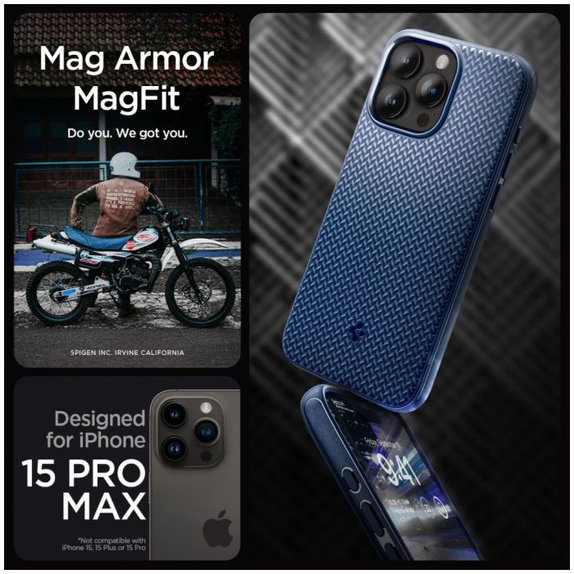 Θήκη Mag Armor με MagSafe για iPhone 15 Pro Max, Navy Blue, Spigen