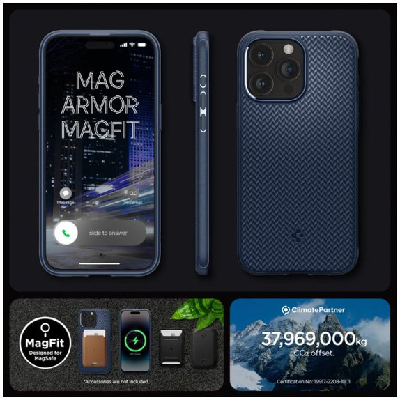 Θήκη Mag Armor με MagSafe για iPhone 15 Pro Max, Navy Blue, Spigen