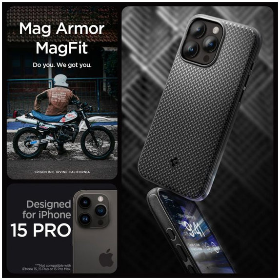 Θήκη Mag Armor με MagSafe για iPhone 15 Pro, Matte Black, Spigen