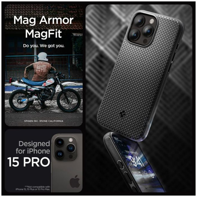 Θήκη Mag Armor με MagSafe για iPhone 15 Pro | Matte Black | Spigen