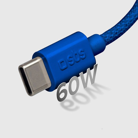 SBS - Καλώδιο USB-C/USB-C, 60W, PD, 1.5m, μπλε