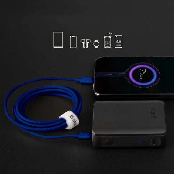 SBS - Καλώδιο USB-C/USB-C, 60W, PD, 1.5m, μπλε