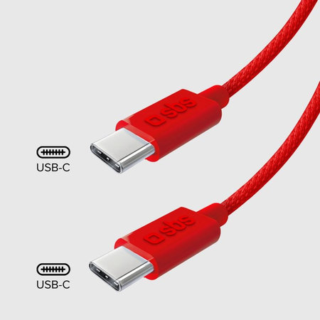 SBS - Καλώδιο USB-C/USB-C, 60W, PD, 1.5m, κόκκινο