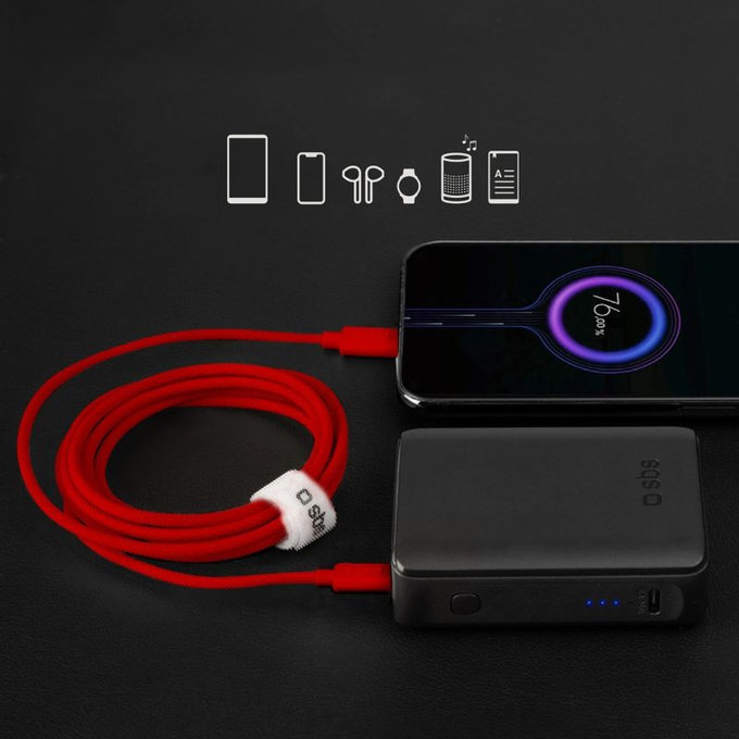 SBS - Καλώδιο USB-C/USB-C, 60W, PD, 1.5m, κόκκινο