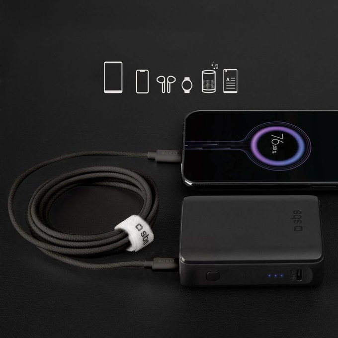 SBS - Καλώδιο USB-C/USB-C, 60W, PD, 1.5m, μαύρο