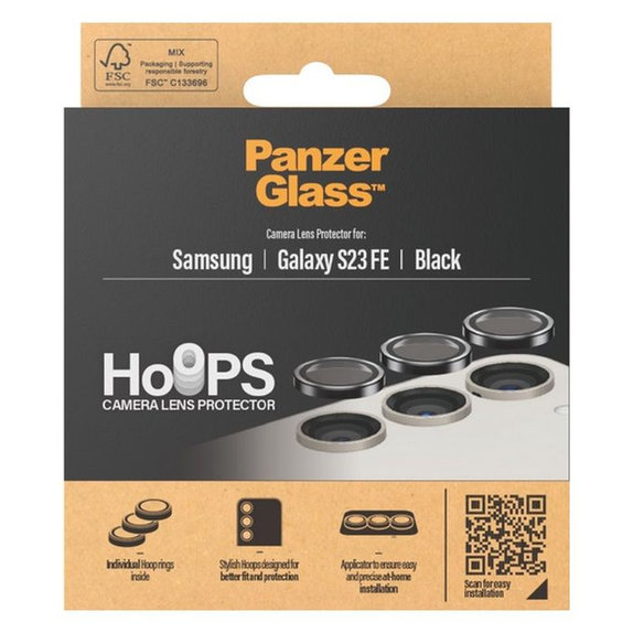 Προστατευτικό Φακού Κάμερας Hoops για Samsung S23 FE, Μαύρο, Black, PanzerGlass