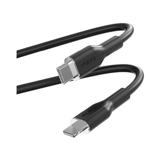 Καλώδιο USB-C / Lightning MFI, 12W, Soft (1.5m), Μαύρο | Black | PURO