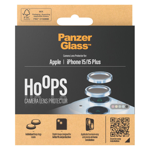 Προστατευτικό φακού κάμερας Hoops για iPhone 15/15 Plus, Μπλε, PanzerGlass