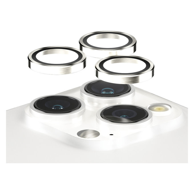 Προστατευτικό φακού κάμερας Hoops για iPhone 15 Pro/15 Pro Max, White Metal, PanzerGlass