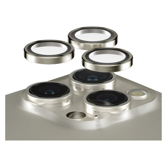 Προστατευτικό φακού κάμερας Hoops για iPhone 15 Pro/15 Pro Max, Natural Metal, PanzerGlass