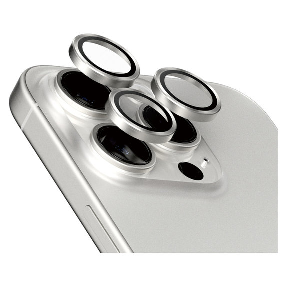 Προστατευτικό φακού κάμερας Hoops για iPhone 15 Pro/15 Pro Max, White Titanium, PanzerGlass