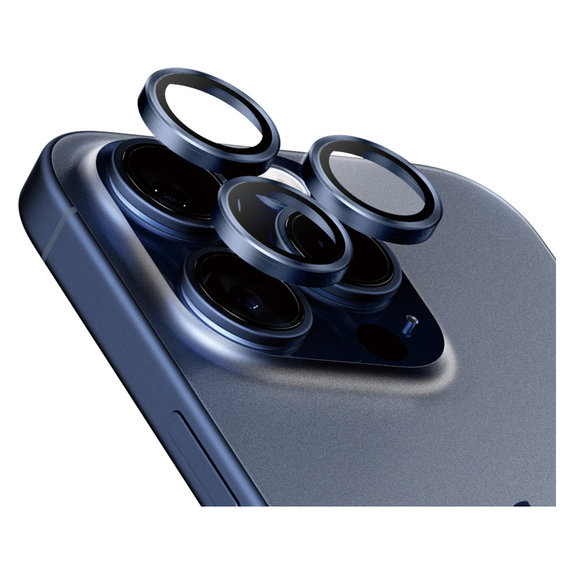Προστατευτικό φακού κάμερας Hoops για iPhone 15 Pro/15 Pro Max, Blue Titanium, PanzerGlass