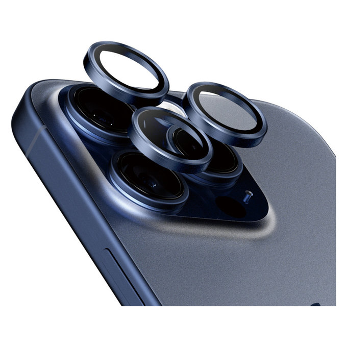 Προστατευτικό φακού κάμερας Hoops για iPhone 15 Pro/15 Pro Max, Blue Titanium, PanzerGlass