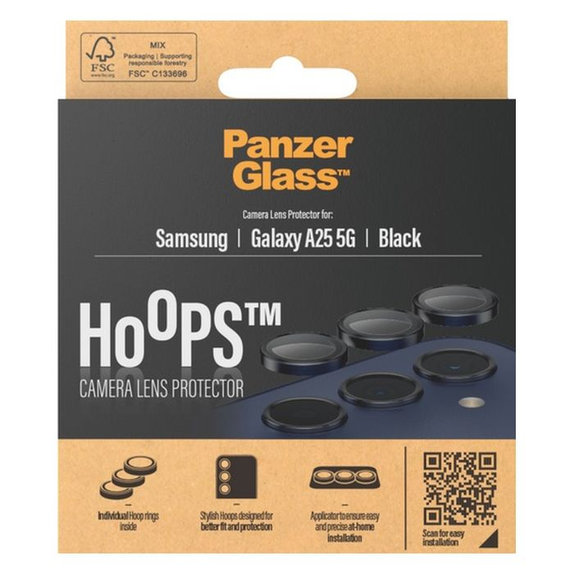 Προστατευτικό Φακού Κάμερας Hoops για Samsung A25, Μαύρο, Black, PanzerGlass
