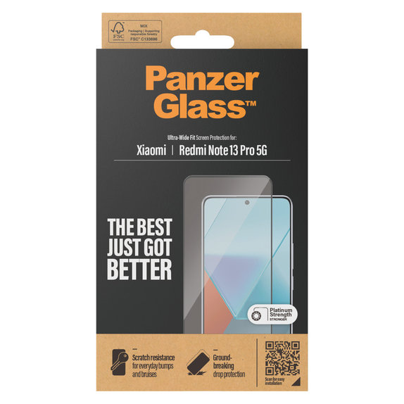 Σκληρυμένο γυαλί UWF για Xiaomi Redmi Note 13 Pro 5G, Μαύρο, PanzerGlass
