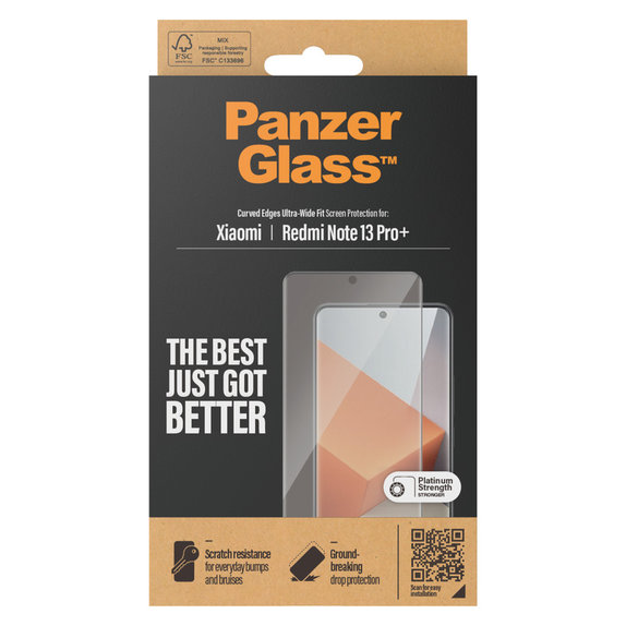 Σκληρυμένο γυαλί UWF για Xiaomi Redmi Note 13 Pro+, Μαύρο, PanzerGlass