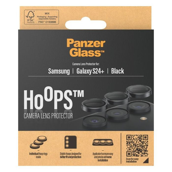 Προστατευτικό Φακού Κάμερας Hoops για Samsung S24+, Μαύρο, Black, PanzerGlass