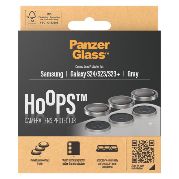 Προστατευτικό φακού κάμερας Hoops για Samsung Galaxy S24/S23/S23+, Γκρι, PanzerGlass