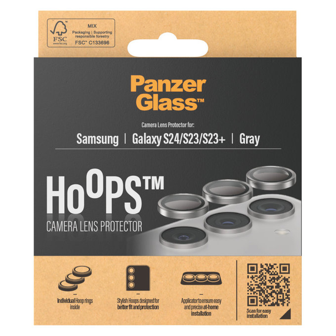 Προστατευτικό φακού κάμερας Hoops για Samsung Galaxy S24/S23/S23+, Γκρι, PanzerGlass