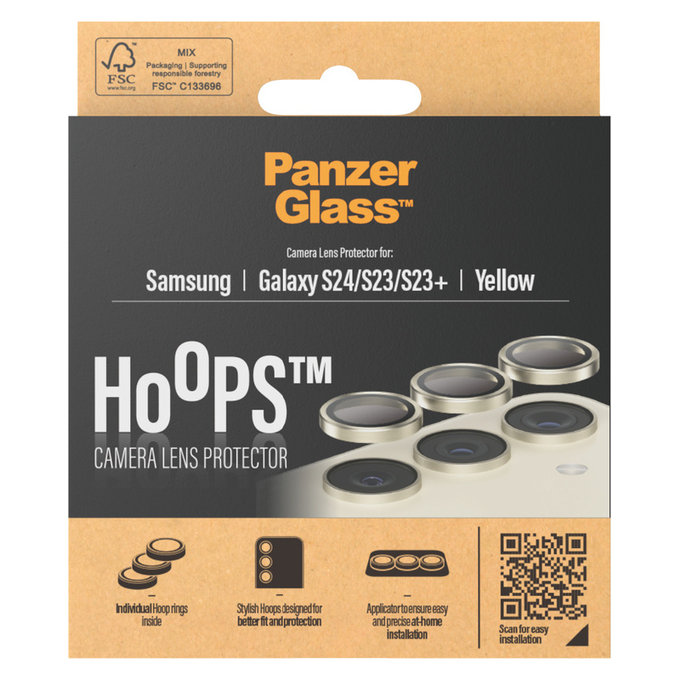Προστατευτικό φακού κάμερας Hoops για Samsung Galaxy S24/S23/S23+, Κίτρινο, PanzerGlass