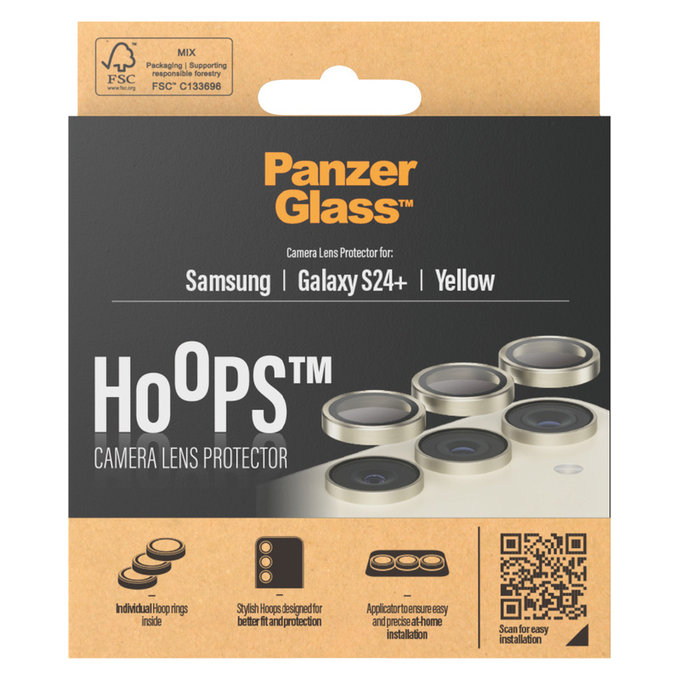 Προστατευτικό φακού κάμερας Hoops για Samsung Galaxy S24+, Κίτρινο, PanzerGlass