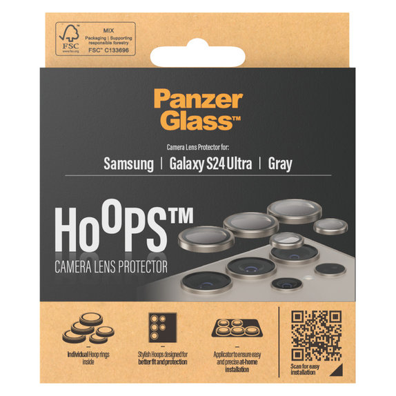 Προστατευτικό φακού κάμερας Hoops για Samsung Galaxy S24 Ultra, Γκρι, PanzerGlass