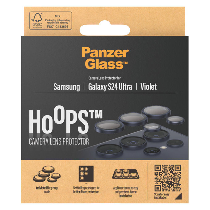 Προστατευτικό φακού κάμερας Hoops για Samsung Galaxy S24 Ultra, Μωβ, PanzerGlass