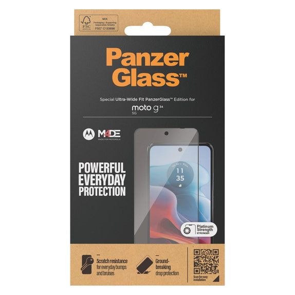 Σκληρυμένο γυαλί UWF για Motorola Moto G34, Μαύρο, PanzerGlass