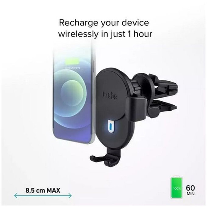 Κάτοχος Αυτοκινήτου Gravity με Ασύρματη Φόρτιση, 10W | Μαύρο | Black | SBS