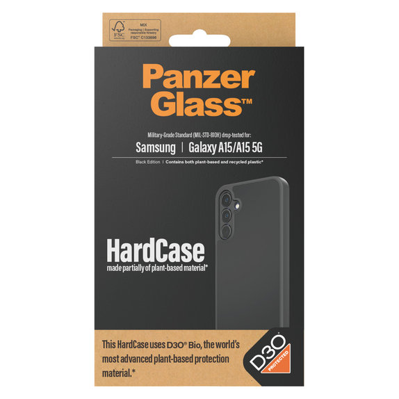 Θήκη HardCase D3O για Samsung Galaxy A15/A15 5G, Μαύρο, PanzerGlass