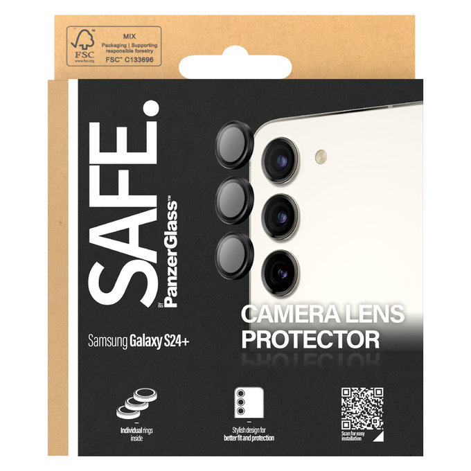 Προστατευτικό φακού κάμερας για Samsung Galaxy S24+, Μαύρο, SAFE by PanzerGlass