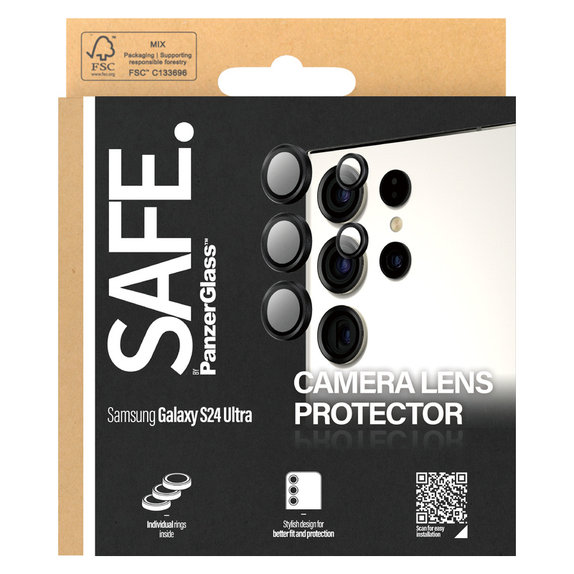 Προστατευτικό φακού κάμερας για Samsung Galaxy S24 Ultra, Μαύρο, SAFE by PanzerGlass