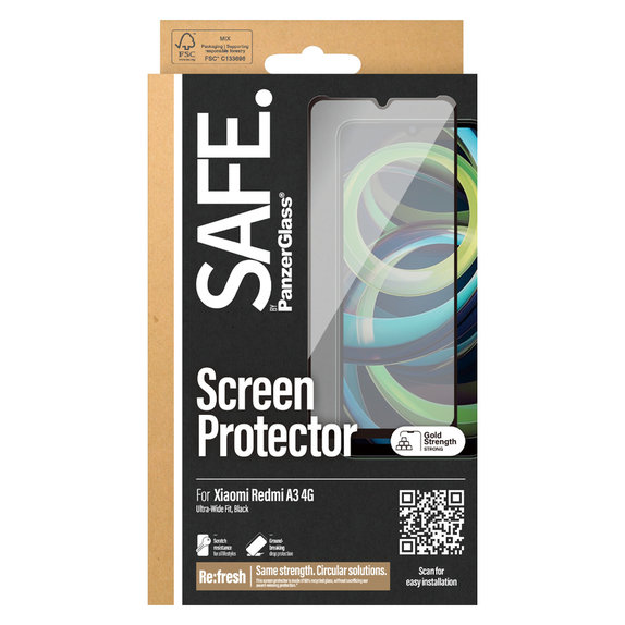 Σκληρυμένο γυαλί UWF για Xiaomi Redmi A3, Μαύρο, SAFE by PanzerGlass
