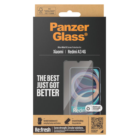 Σκληρυμένο γυαλί UWF AB για Xiaomi Redmi A3, Čierne, PanzerGlass