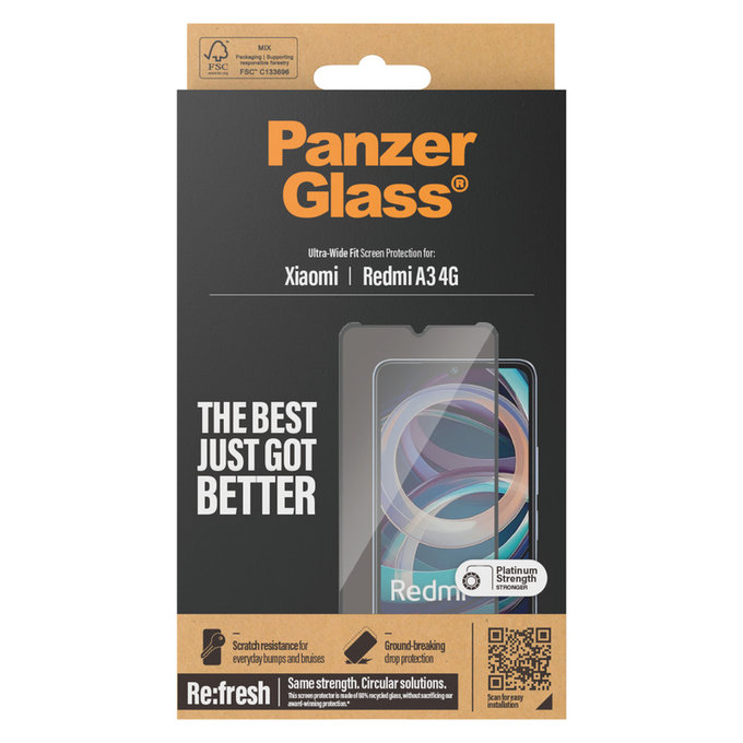 Σκληρυμένο γυαλί UWF AB για Xiaomi Redmi A3, Čierne, PanzerGlass