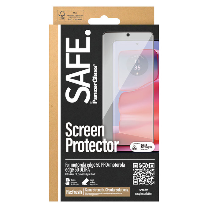 Σκληρυμένο γυαλί UWF για Motorola Edge 50 Pro, Μαύρο, SAFE by PanzerGlass