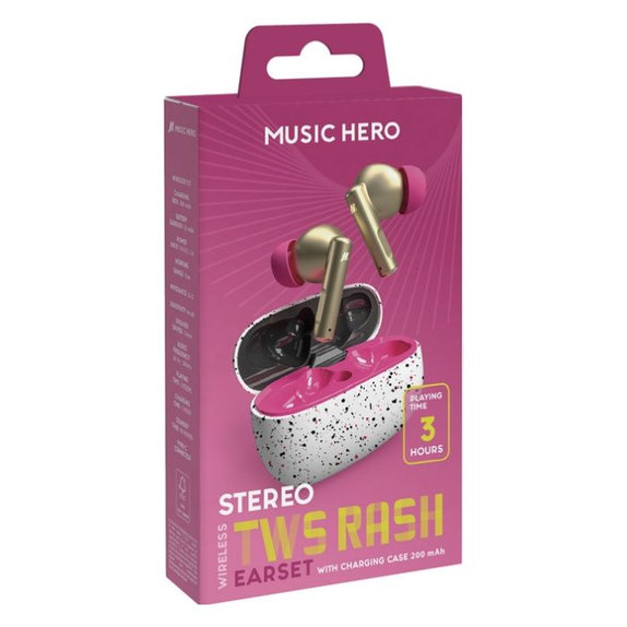 Ασύρματα Ακουστικά TWS RASH | Fantasy Pink | Music Hero