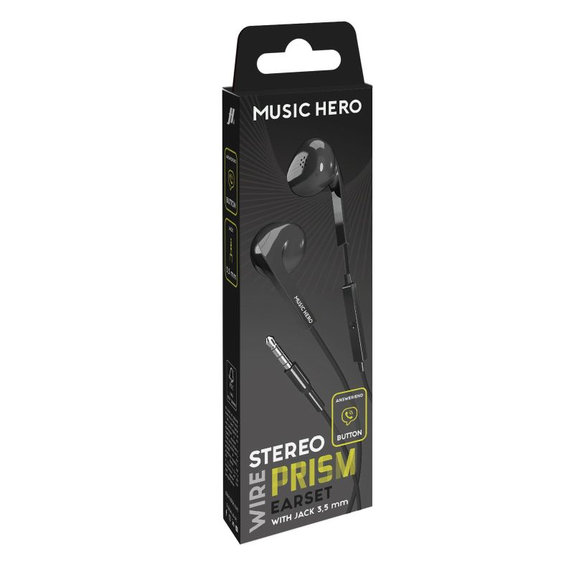 Music Hero - Ακουστικά PRISM, 3.5mm jack, μαύρο