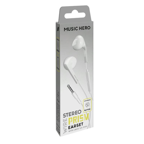 Music Hero - Ακουστικά PRISM, 3.5mm jack, λευκό