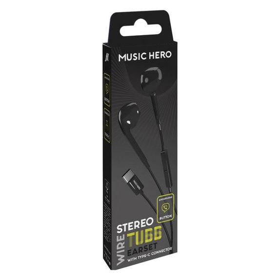 Ακουστικά TUBB, USB-C | μαύρο | Black | Music Hero