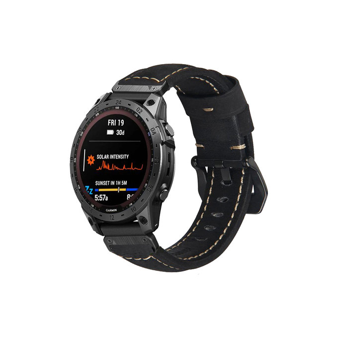 Δερμάτινο Λουράκι για Garmin (QuickFit 22mm) | Μαύρο | Black | FixPremium