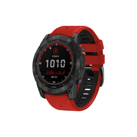 Δίχρωμο Λουράκι Σιλικόνης για Garmin (QuickFit 26mm) | Κόκκινο | Red | FixPremium