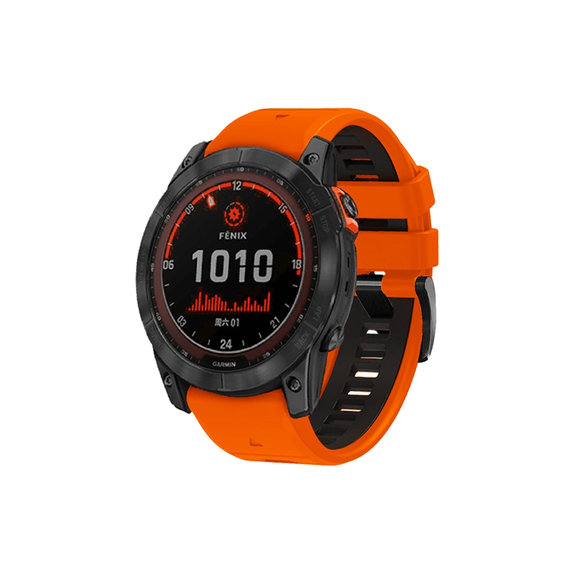 Δίχρωμο Λουράκι Σιλικόνης για Garmin (QuickFit 22mm) | Πορτοκάλι | Orange | FixPremium