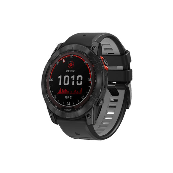 Δίχρωμο Λουράκι Σιλικόνης για Garmin (QuickFit 22mm) | Μαύρο | Black | FixPremium