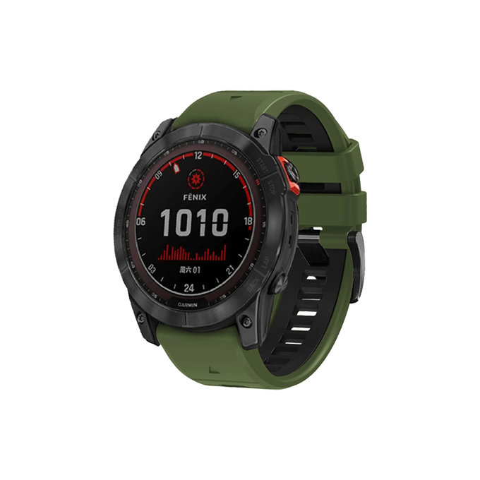 Δίχρωμο Λουράκι Σιλικόνης για Garmin (QuickFit 20mm) | dark green | FixPremium
