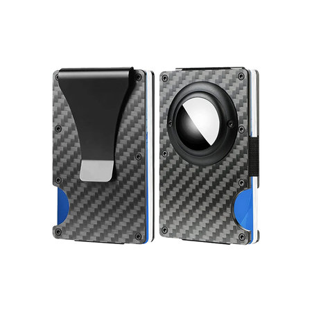 Πορτοφόλι Άνθρακα με Κλιπ για AirTag | μαύρο | Black | FixPremium