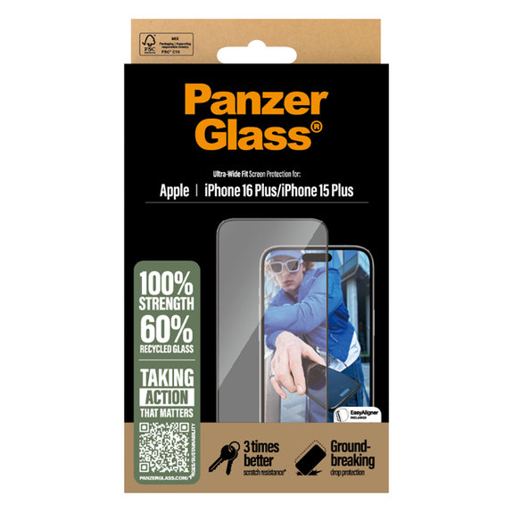 Προστατευτικό Γυαλί UWF με εφαρμοστή για iPhone 16 Plus | Transparent | PanzerGlass