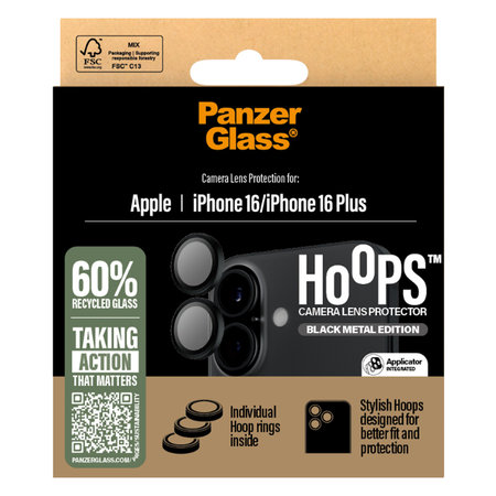 Θήκη Camera Lens Protector Hoops για iPhone 16 και 16 Plus | Μαύρο | Black | PanzerGlass