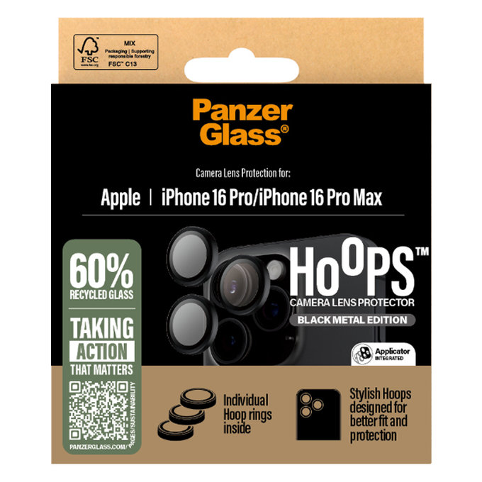 Θήκη Camera Lens Protector Hoops για iPhone 16 Pro και 16 Pro Max | Μαύρο | Black | PanzerGlass